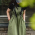 Maden Green Adjustable Strap Dress for Women Suspender Long Skirt Casual Loose Fit Cargo Sleeveless Dress for Summer